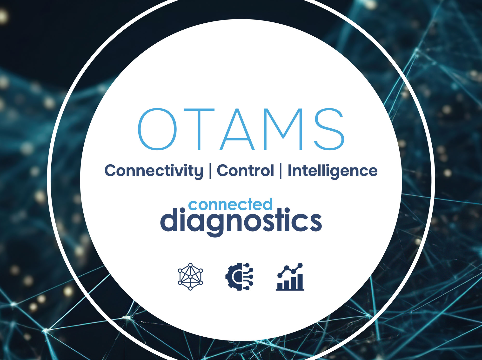 OTAMS is shown in a graphic circular image, with three icons to convey connectivity, control and intelligence.